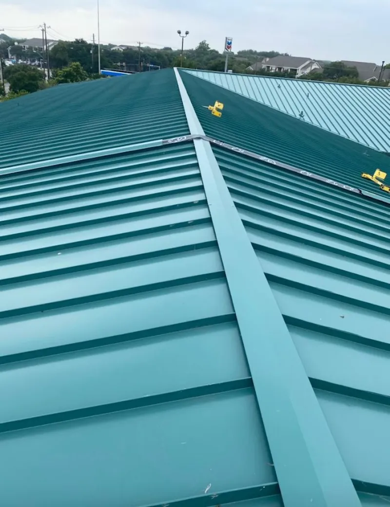 Green commercial metal roof ridge and valley for Metal Roof Repair in Anaheim